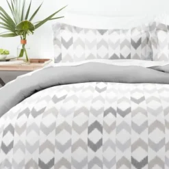Duvets-Kirkland's Home Light Gray Chevron 3-Pc. King Duvet Cover Set Gray/White