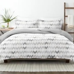 Duvets-Kirkland's Home Light Gray Chevron 3-Pc. King Duvet Cover Set Gray/White