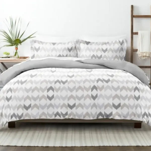 Duvets-Kirkland's Home Light Gray Chevron 3-Pc. King Duvet Cover Set Gray/White