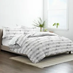 Duvets-Kirkland's Home Light Gray Chevron 3-Pc. King Duvet Cover Set Gray/White