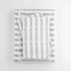 Duvets-Kirkland's Home Light Gray Stripes 3-Pc. Twin Duvet Cover Set Gray/White