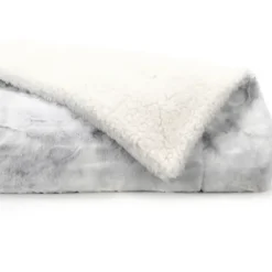 Blankets & Throws-Kirkland's Home Light Gray Tie Dye Faux Fur Throw Gray/White