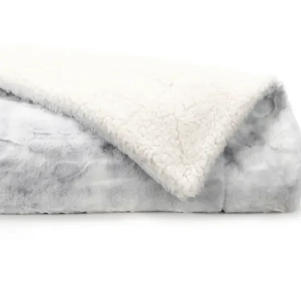 Blankets & Throws-Kirkland's Home Light Gray Tie Dye Faux Fur Throw Gray/White