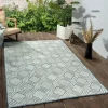 Outdoor Rugs-Kirkland's Home Light Gray Tile Motif Outdoor Area Rug, 5X7 Gray/White