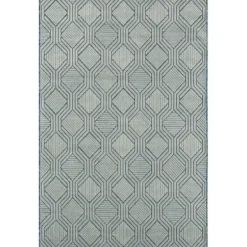 Outdoor Rugs-Kirkland's Home Light Gray Tile Motif Outdoor Area Rug, 5X7 Gray/White