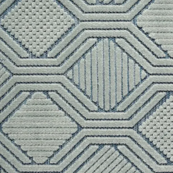 Outdoor Rugs-Kirkland's Home Light Gray Tile Motif Outdoor Area Rug, 5X7 Gray/White