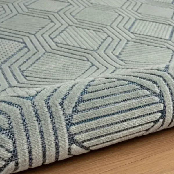 Outdoor Rugs-Kirkland's Home Light Gray Tile Motif Outdoor Area Rug, 5X7 Gray/White