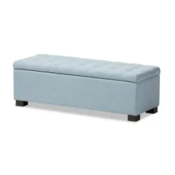 Benches & Ottomans-Kirkland's Home Light Grid Tufted Upholstered Ottoman Blue