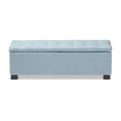 Benches & Ottomans-Kirkland's Home Light Grid Tufted Upholstered Ottoman Blue