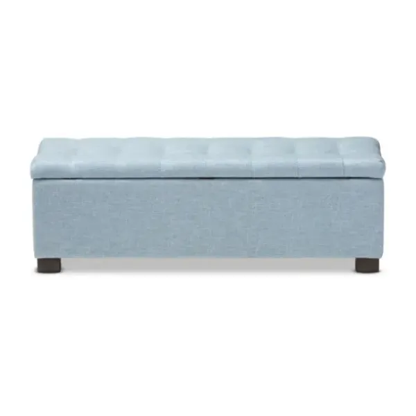 Benches & Ottomans-Kirkland's Home Light Grid Tufted Upholstered Ottoman Blue
