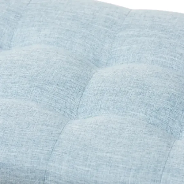 Benches & Ottomans-Kirkland's Home Light Grid Tufted Upholstered Ottoman Blue