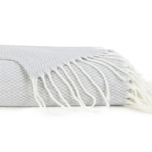 Blankets & Throws-Kirkland's Home Light Herringbone Throw With Fringe Gray
