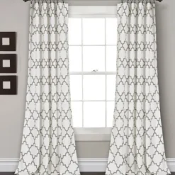 Curtains & Drapes-Kirkland's Home Light Linen Lace Curtain Panel Set, 84 In. Gray