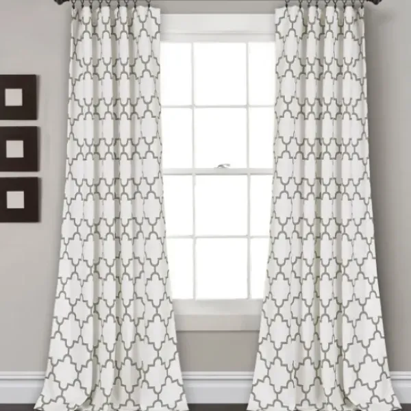 Curtains & Drapes-Kirkland's Home Light Linen Lace Curtain Panel Set, 84 In. Gray