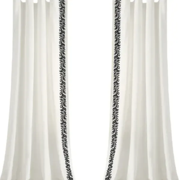 Curtains & Drapes-Kirkland's Home Light Linen Lace Curtain Panel Set, 84 In. Ivory