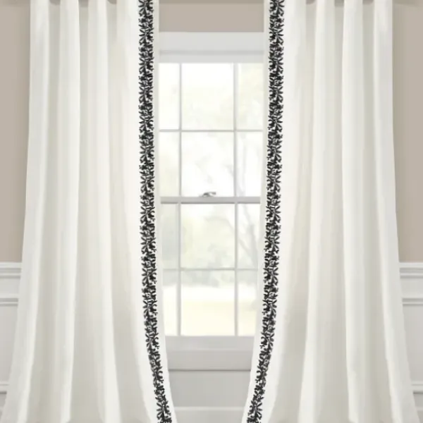 Curtains & Drapes-Kirkland's Home Light Linen Lace Curtain Panel Set, 84 In. Ivory