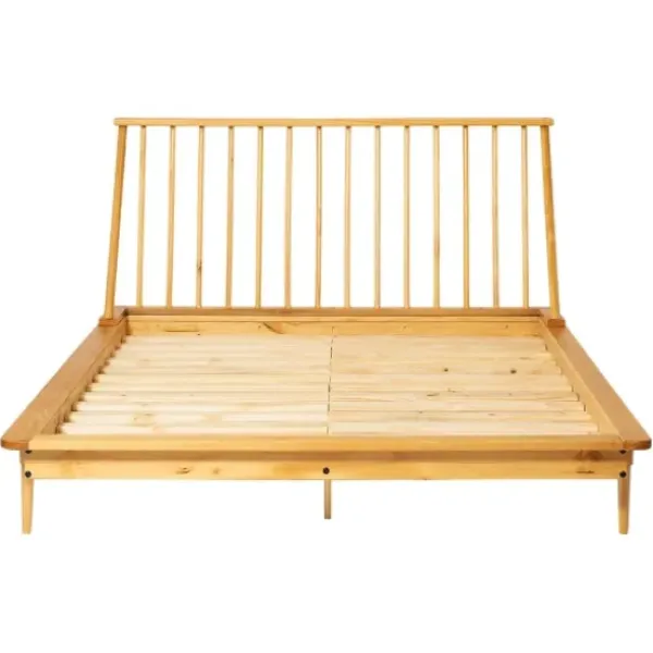 Beds & Headboards-Kirkland's Home Light Oak Modern Spindle Wooden Queen Bed Tan