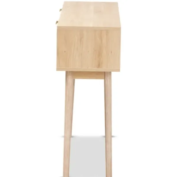 Console Tables-Kirkland's Home Light Oak Rat And Wood Console Table Tan