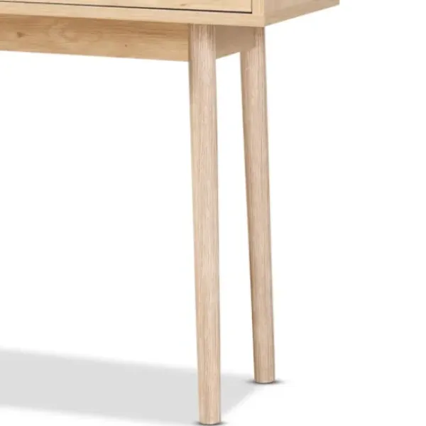 Console Tables-Kirkland's Home Light Oak Rat And Wood Console Table Tan