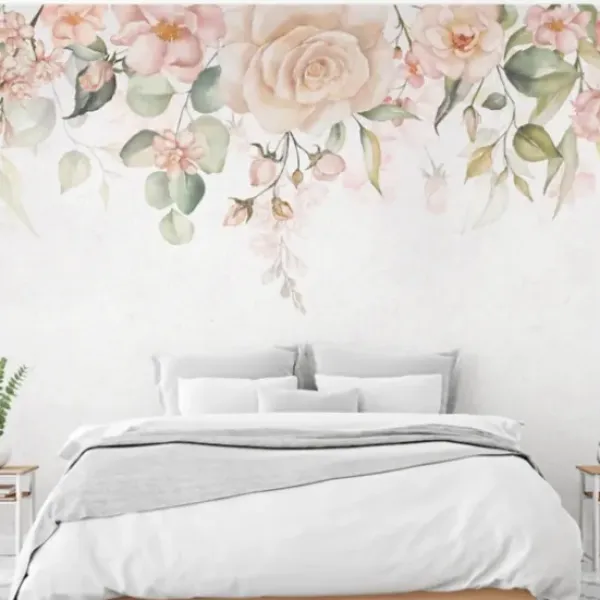 Wall Murals & Wall Decals-Kirkland's Home Light Pink Garden Peel And Stick Wall Mural Pink/White