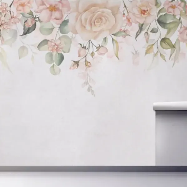 Wall Murals & Wall Decals-Kirkland's Home Light Pink Garden Peel And Stick Wall Mural Pink/White