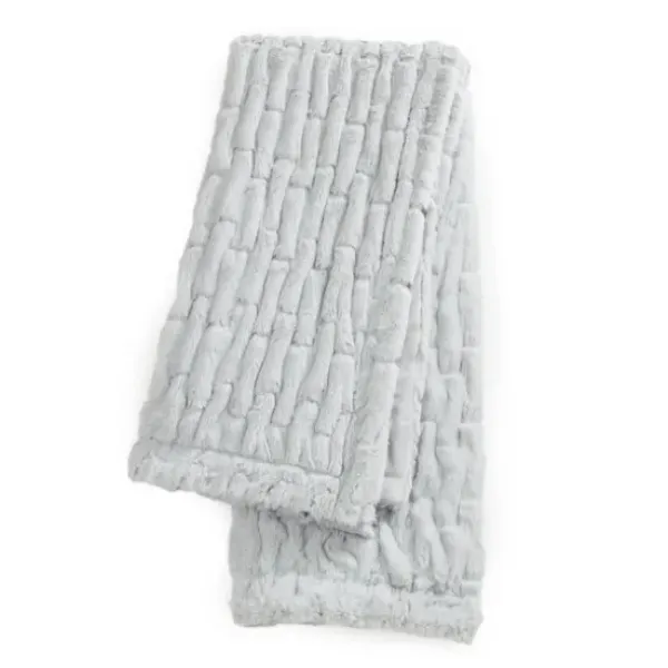 Blankets & Throws-Kirkland's Home Light Ruched Faux Fur Throw Gray