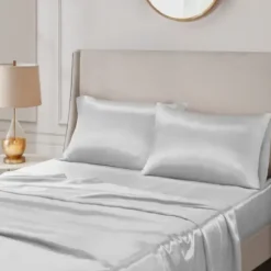 Bed Sheets-Kirkland's Home Light Satin King 2-Pc. Pillow Case Set Gray
