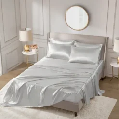 Bed Sheets-Kirkland's Home Light Satin 6-Pc. Full Sheet Set Gray