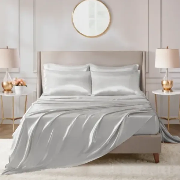 Bed Sheets-Kirkland's Home Light Satin 6-Pc. Full Sheet Set Gray