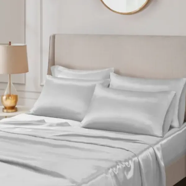 Bed Sheets-Kirkland's Home Light Satin 6-Pc. King Sheet Set Gray