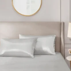Bed Sheets-Kirkland's Home Light Satin Standard 2-Pc. Pillow Case Set Gray