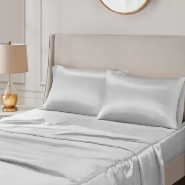 Bed Sheets-Kirkland's Home Light Satin Standard 2-Pc. Pillow Case Set Gray