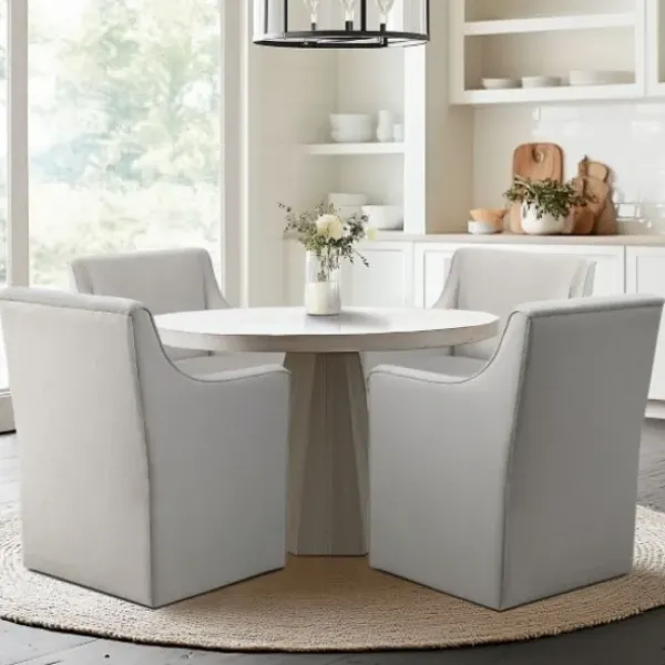 Dining Chairs-Kirkland's Home Light Slipcover Dining Chair With Casters Gray