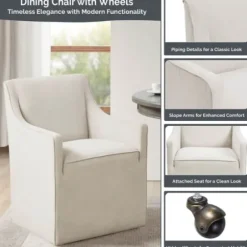 Dining Chairs-Kirkland's Home Light Slipcover Dining Chair With Casters Gray