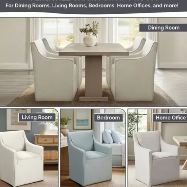 Dining Chairs-Kirkland's Home Light Slipcover Dining Chair With Casters Gray