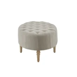 Benches & Ottomans-Kirkland's Home Light Tufted Button Martha Stewart Ottoman Gray