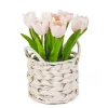 Arrangements & Greenery-Kirkland's Home Light Tulip Arrangement In Basket Pink