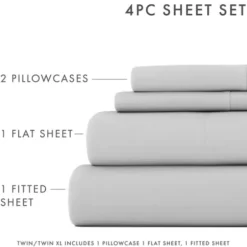 Bed Sheets-Kirkland's Home Light Ultra Soft 4-Pc. Full Sheet Set Gray