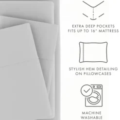 Bed Sheets-Kirkland's Home Light Ultra Soft 4-Pc. Full Sheet Set Gray