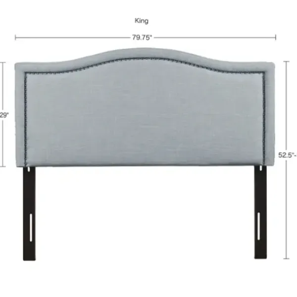 Beds & Headboards-Kirkland's Home Light Upholstered Nailhead King Headboard Blue
