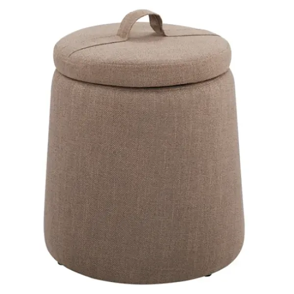 Benches & Ottomans-Kirkland's Home Light Upholstered Top Handle Storage Ottoman Brown