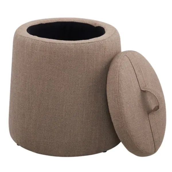 Benches & Ottomans-Kirkland's Home Light Upholstered Top Handle Storage Ottoman Brown