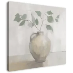 Canvas Art-Kirkland's Home Light Vase Botanical Canvas Art Print Gray/Green