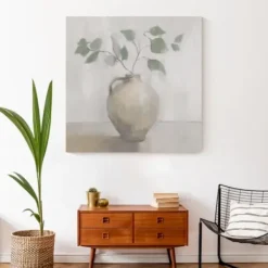 Canvas Art-Kirkland's Home Light Vase Botanical Canvas Art Print Gray/Green