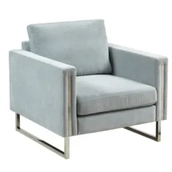 Accent Chairs-Kirkland's Home Light Velvet And Chrome Accent Chair Green