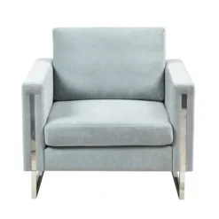 Accent Chairs-Kirkland's Home Light Velvet And Chrome Accent Chair Green