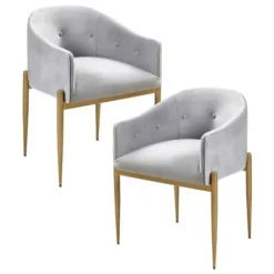 Dining Chairs-Kirkland's Home Light Velvet Button Dining Chairs, Set Of 2 Gray