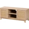 Tv Stands & Media Consoles-Kirkland's Home Light Wood And Cane Accent Tv Stand Brown