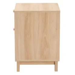 Nightstands-Kirkland's Home Light Wood And Cane Accent Nightstand Brown