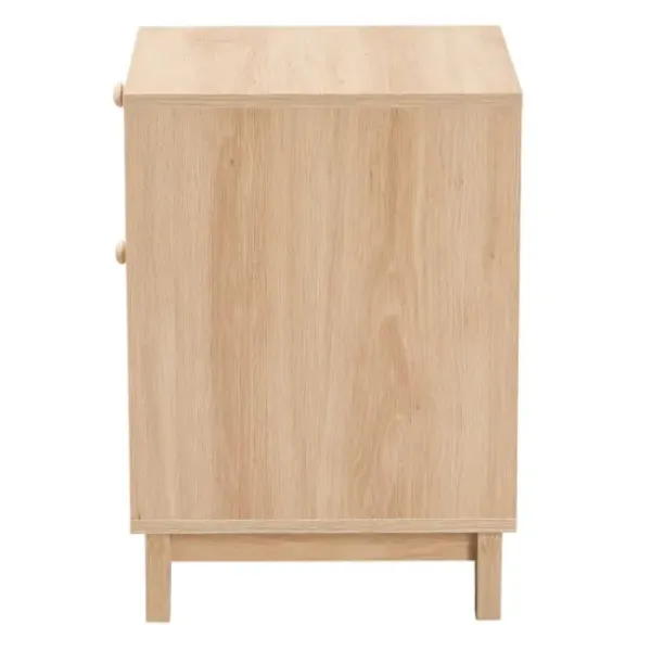Nightstands-Kirkland's Home Light Wood And Cane Accent Nightstand Brown